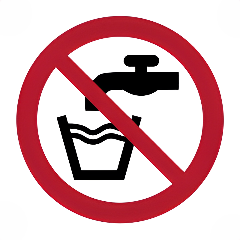 Señal de prohibición agua no potable.