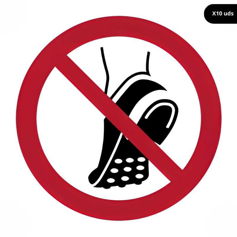 Señal prohibido botas de tacos.