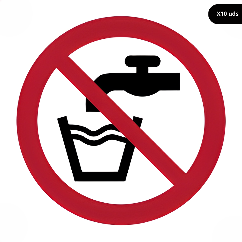 Señal de prohibición agua no potable.