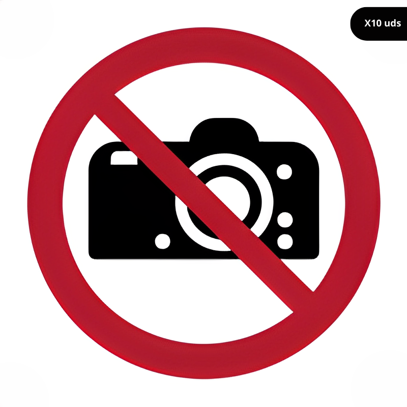 Señal prohibido usar cámaras fotográficas.