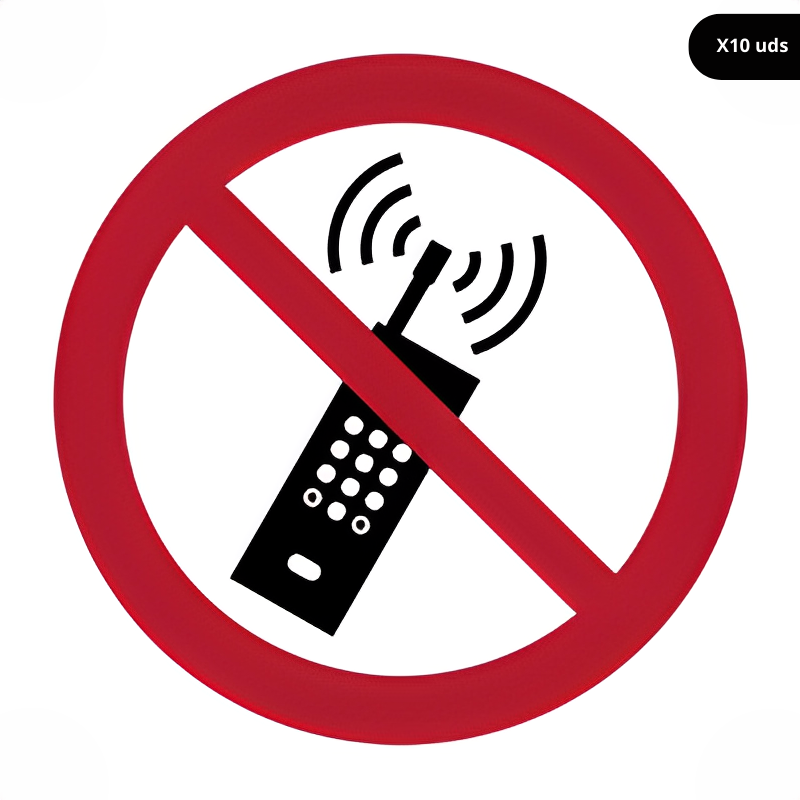 Señal prohibido usar teléfonos móviles.