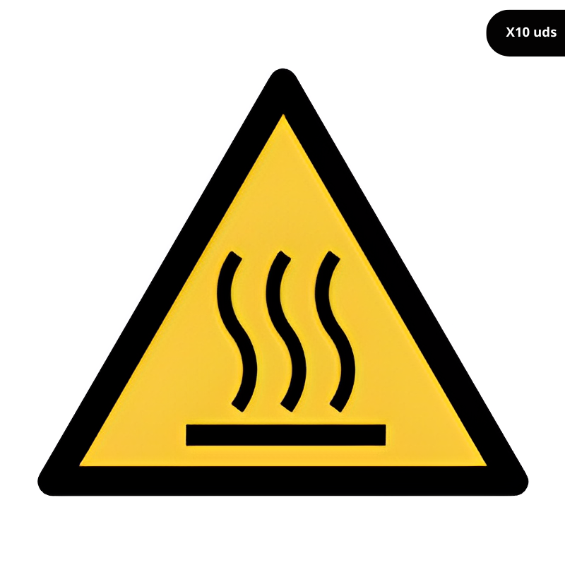 Señal de peligro superficie caliente.