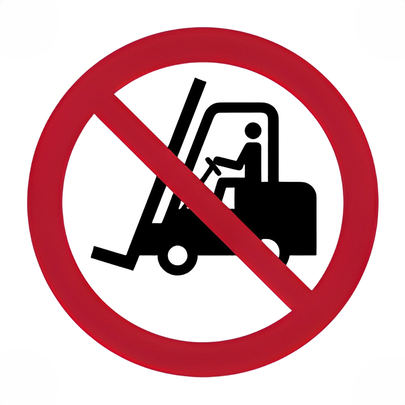 Señal prohibido el paso para carretillas elevadoras y otros vehículos industriales.