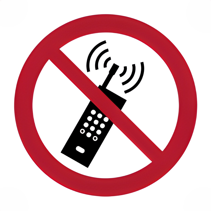Señal prohibido usar teléfonos móviles.